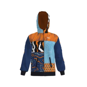 FELPA WAVES ARANCIONE - Maniche blu